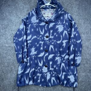 Autobahn Classic Jacket Mens Medium Blue White Paint Hood Leopard Buttons Street